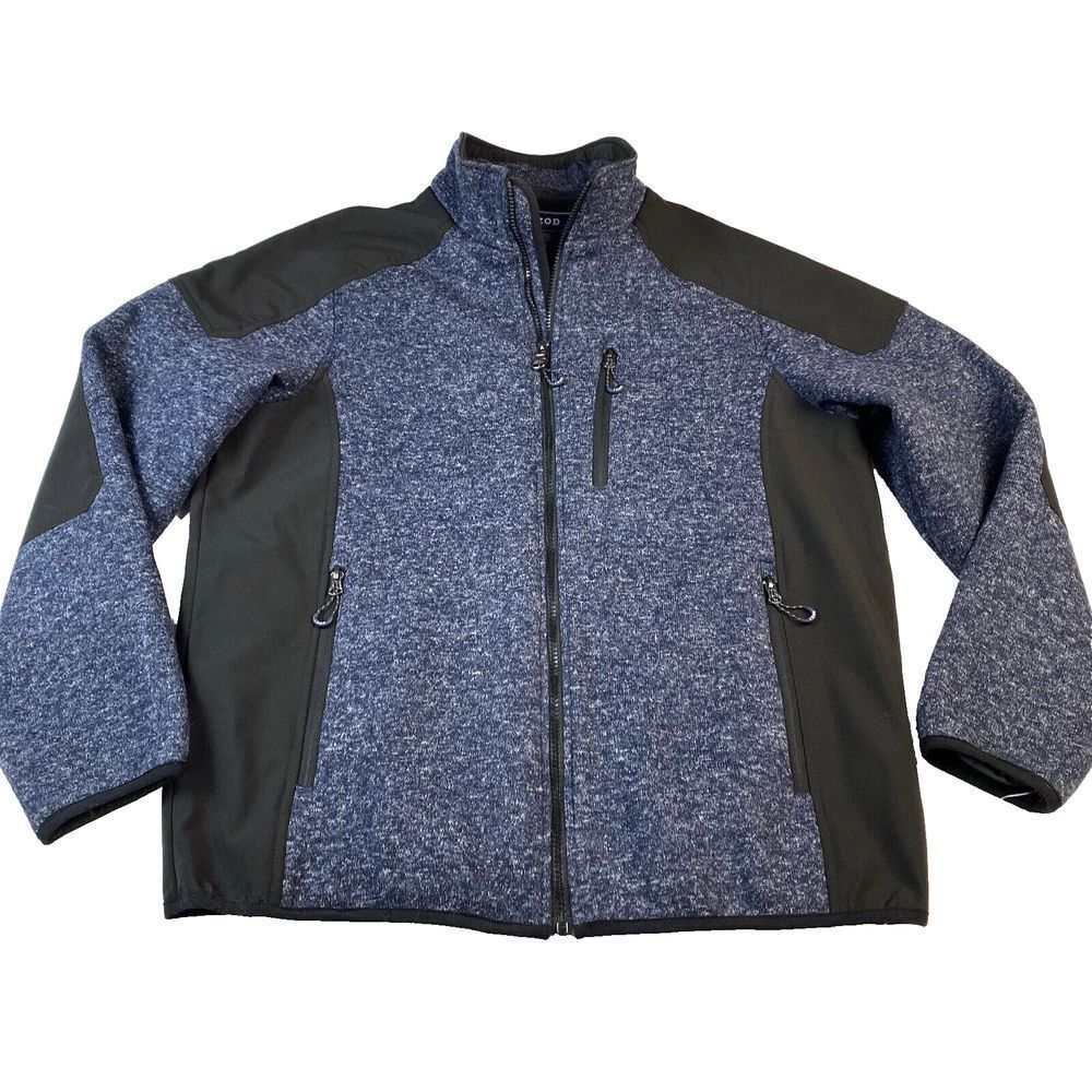 IZOD PerformX Jacket Men's Size Large Zippered‎ Lined Coat Blue Black Colorblock